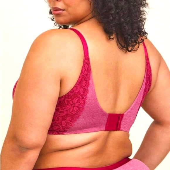 ❤NWT VINTAGE TORRID T-SHIRT - LIGHTLY LINED - FUSCHIA LACE - BACK SMOOTHING BRA - Picture 2 of 11